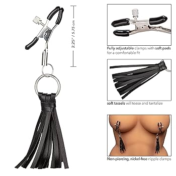 Love In Leather Nipple Clamps With Tassels