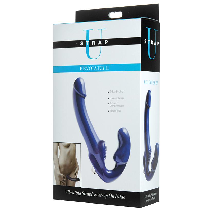 Strap U Revolver 2 Vibrating Strapless Strap-On - Blue