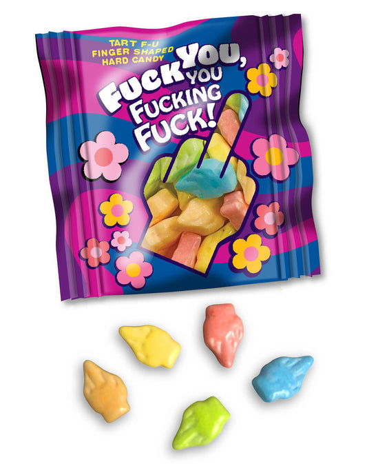 Fuck You You Fucking Fuck candy packet and pieces