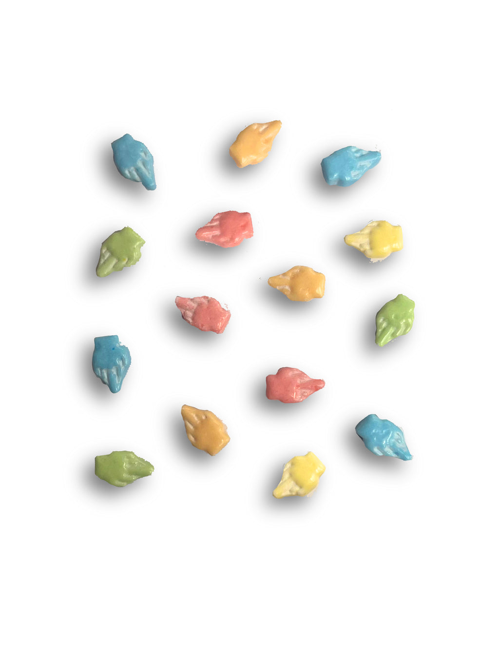 Pastel middle finger shaped hard candies
