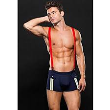 Envy Fireman trunks and suspenders costume