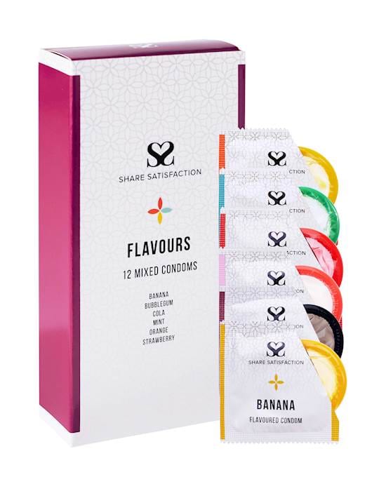 Share Satisfaction Flavoured Condoms - Mixed Pack of 12