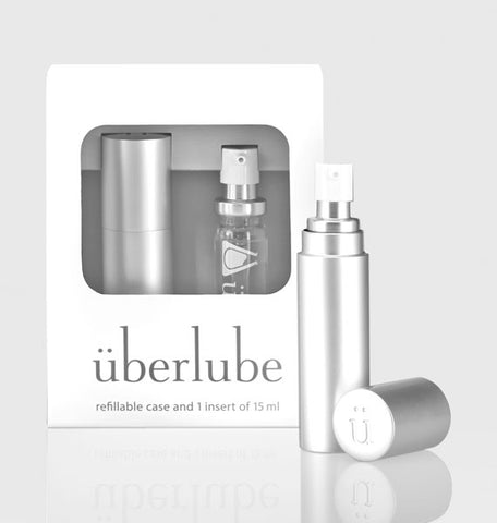 uberlube refillable case (white) and insert of 15ml. Silicone Lubricant