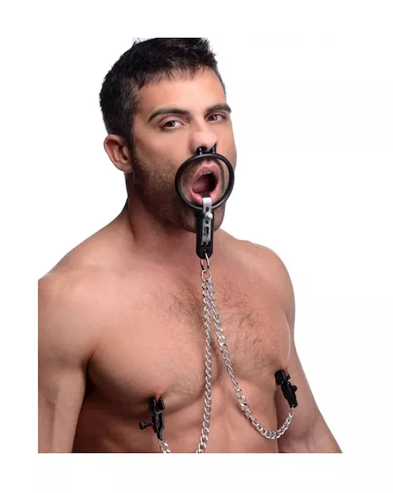 Master Series Degraded Mouth Spreader With Nipple Clamps