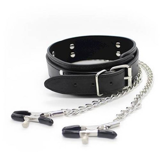Share Satisfaction Kinki Collar With Nipple Clamps