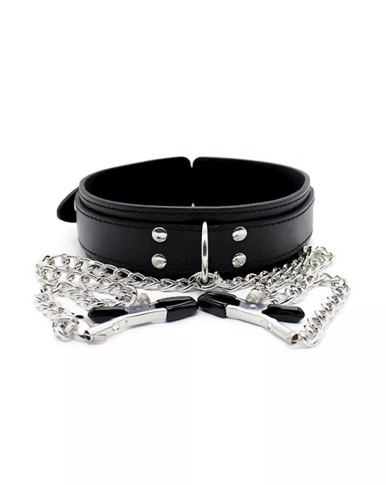 Share Satisfaction Kinki Collar With Nipple Clamps