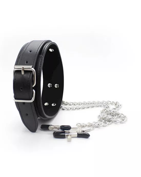 Share Satisfaction Kinki Collar With Nipple Clamps