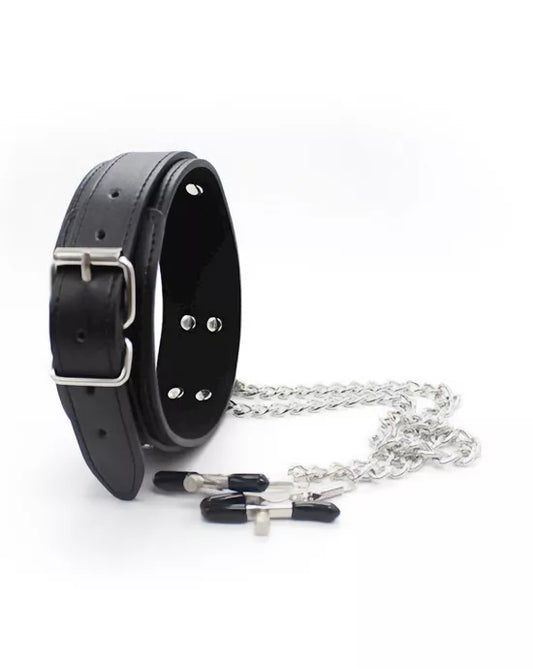 Share Satisfaction Kinki Collar With Nipple Clamps