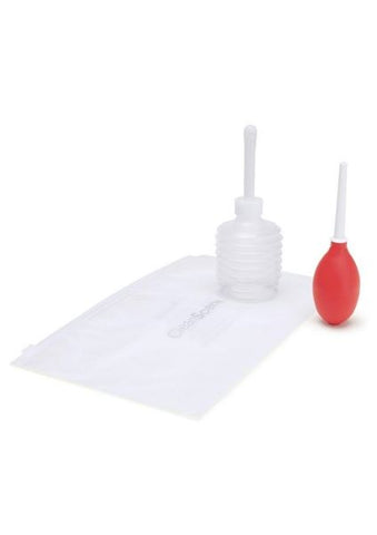 CleanScene Mini Travel Douche Set with One Way Valve (4 Piece) – Red/White