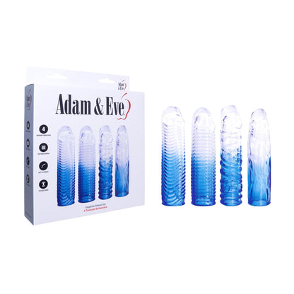 💙 Adam & Eve Sapphire Sleeve Set – 4 Textured Penis Sleeves