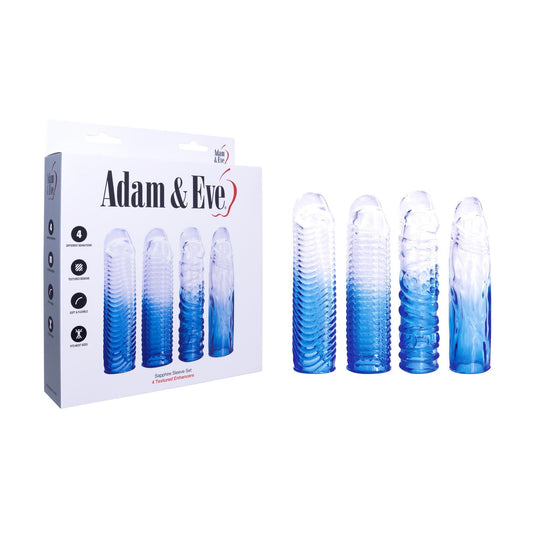 💙 Adam & Eve Sapphire Sleeve Set – 4 Textured Penis Sleeves