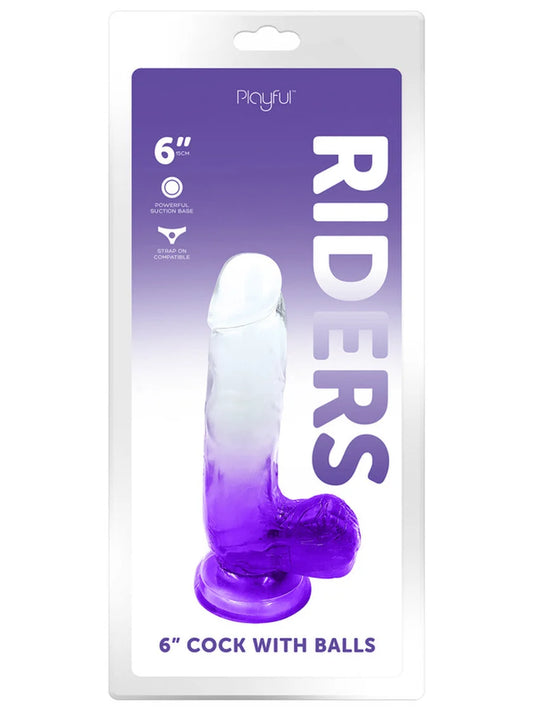 💜 Playful Riders 6in Dong with Balls – Purple
