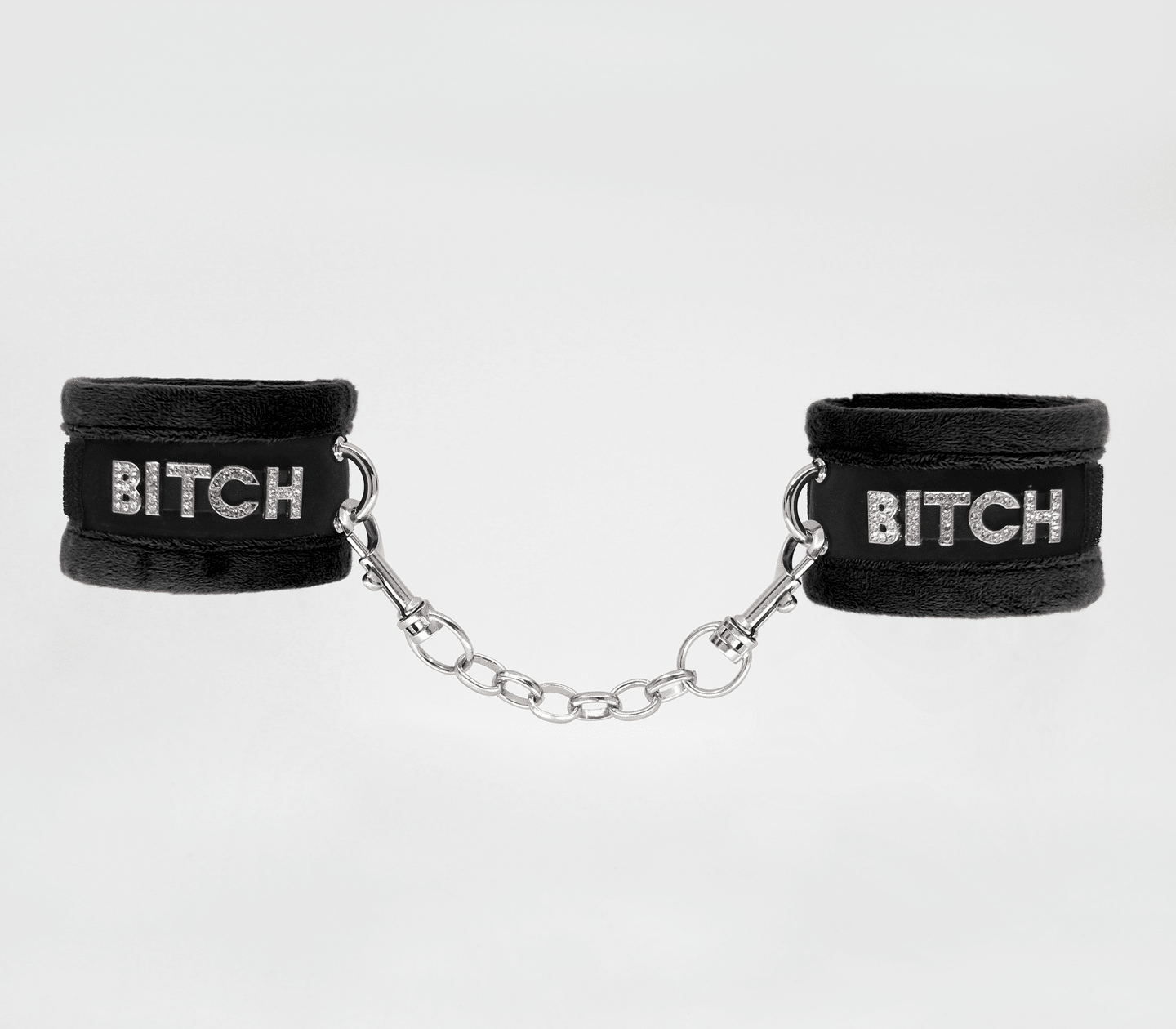 Love In Leather "Bitch" Fluffy Handcuffs