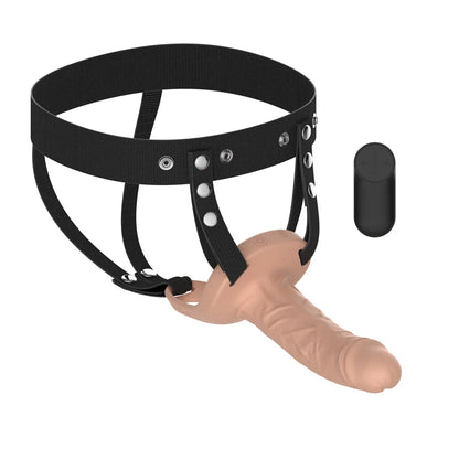 🍆 RealRock Hollow Strap-On with Balls – 9" Black