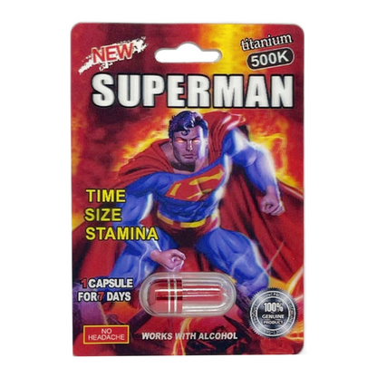 Superman men’s wellness capsules product packaging