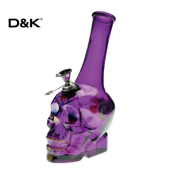 Purple D&K hand-drawn skull glass waterpipe