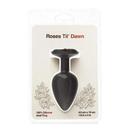Roses Til’ Dawn Silicone Anal Plug - Large - Black