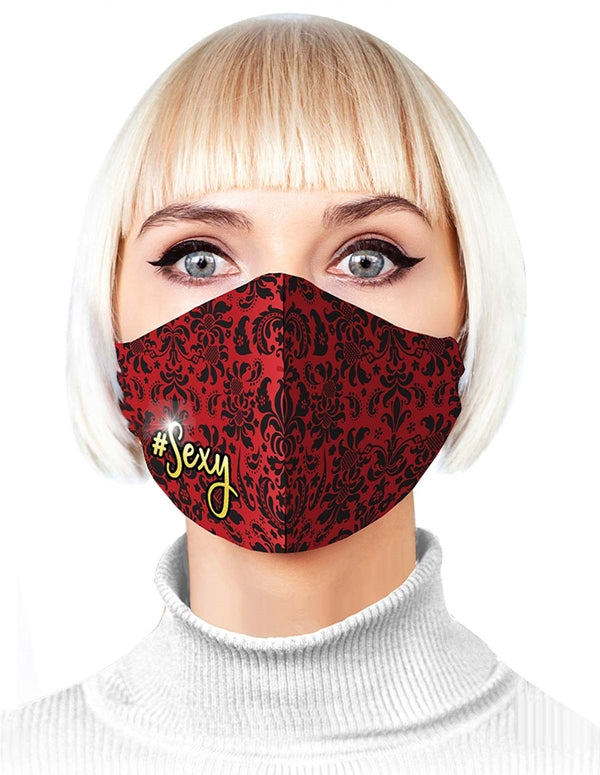 Super Sexy hashtag face mask front view