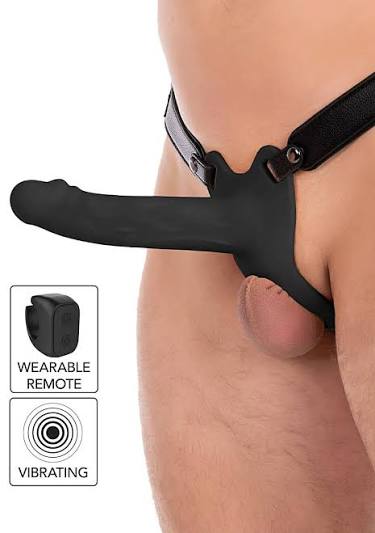 💦 Passion Play Vibrating Hollow Strap-On with Remote