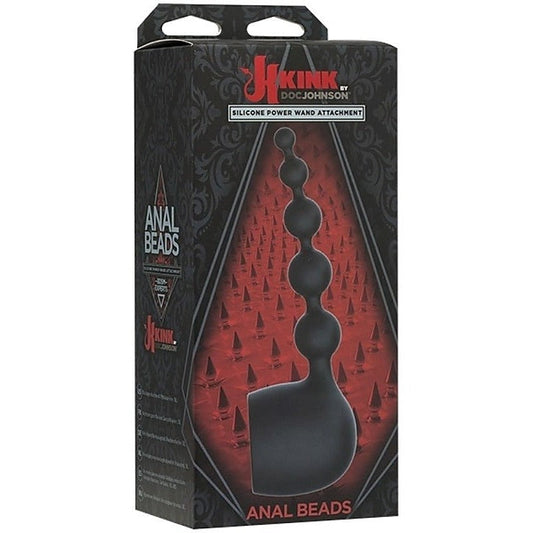KINK by Doc Johnson black silicone anal beads power wand attachment