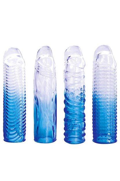 💙 Adam & Eve Sapphire Sleeve Set – 4 Textured Penis Sleeves