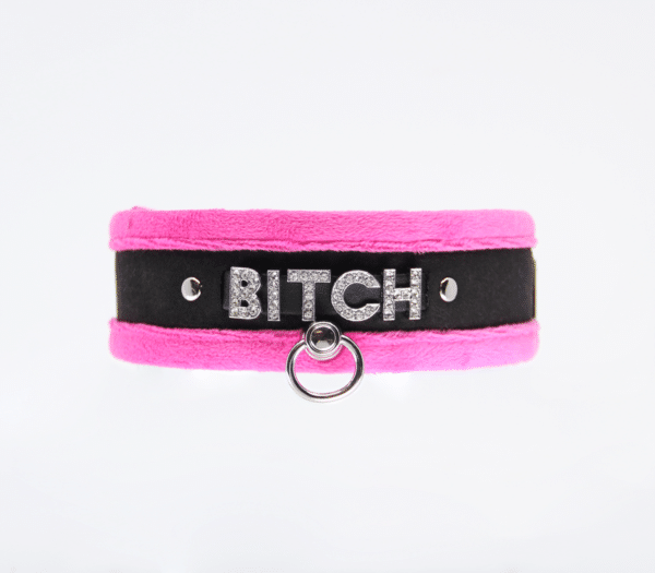 Love In Leather Soft Pink "Bitch" Collar