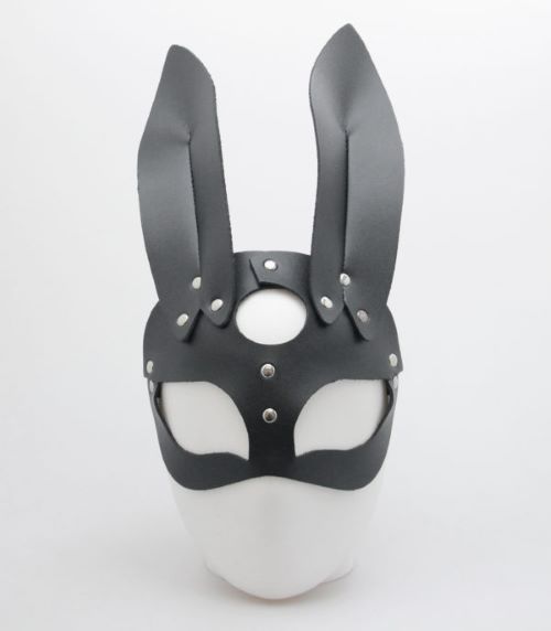 Love In Leather; Half face leather mask with rabbit ears.