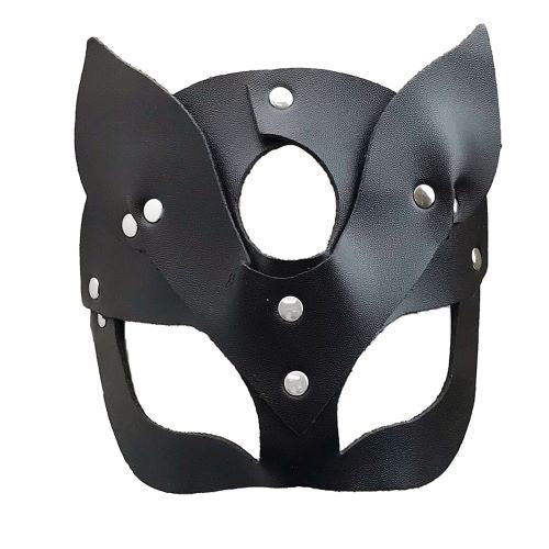Half face leather mask with cat ears