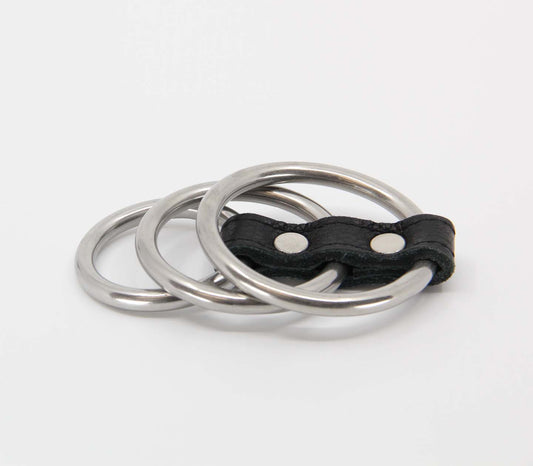 Love In Leather Three Ring Cock Ring