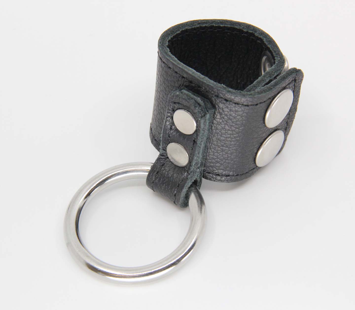 Love In Leather Steel Cock Ring With Leather Ball Stretcher
