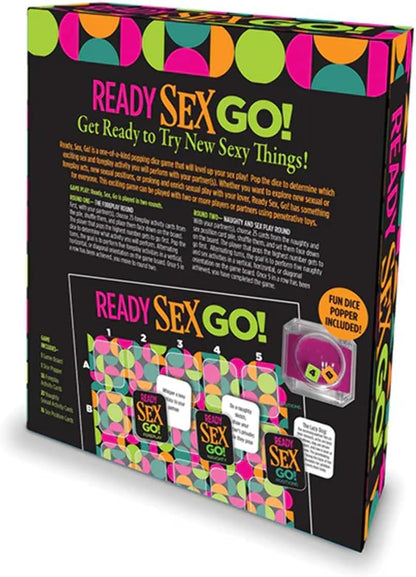 Ready Sex Go game components and pop dice