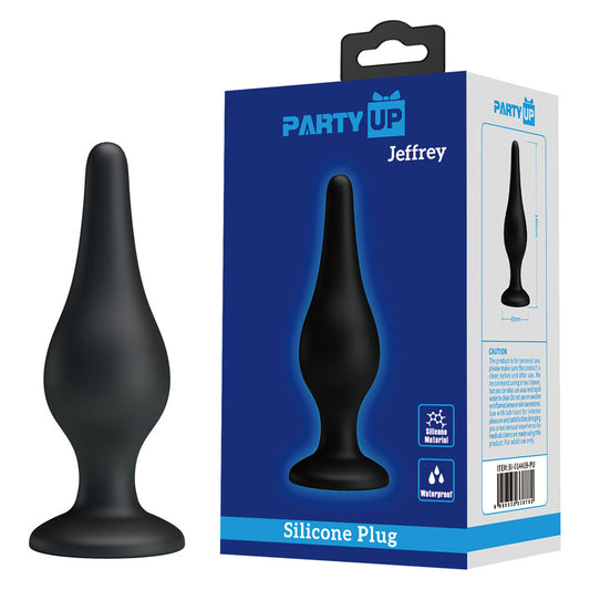 Party Up Jeffrey Silicone Butt Plug - Black 14cm
