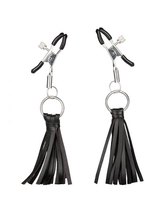 NIPPLE PLAY PLAYFUL TASSELS NIPPLE CLAMPS - SILVER/BLACK or Silver/Gold